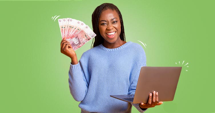 Image of كيفية الحصول على المال من موقعك على الويب: 20 طريقة | woman-holding-50-notes-male-female4-DzTechs